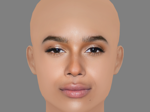 Zoe Kravitz Head - No Hair - Low poly head for game Modelo 3D