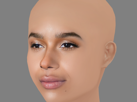 Zoe Kravitz Head - No Hair - Low poly head for game Modelo 3D