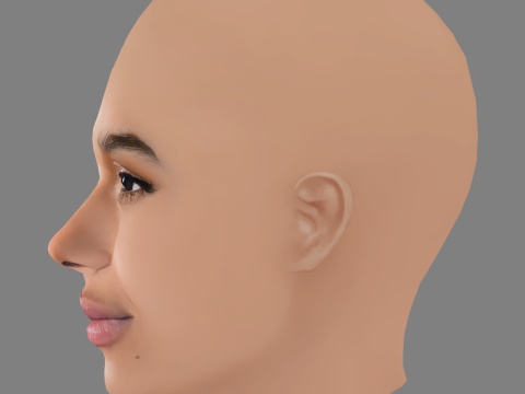 Zoe Kravitz Head - No Hair - Low poly head for game Modelo 3D