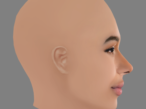 Zoe Kravitz Head - No Hair - Low poly head for game Modelo 3D