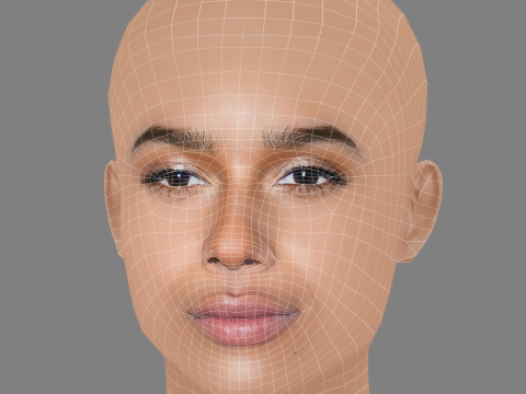 Zoe Kravitz Head - No Hair - Low poly head for game Modelo 3D
