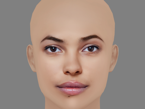 Zita Hanrot Head - No Hair - Low poly head for game 3D Model