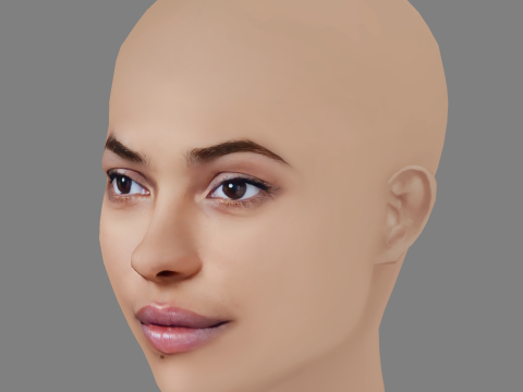 Zita Hanrot Head - No Hair - Low poly head for game 3D Model