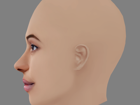 Zita Hanrot Head - No Hair - Low poly head for game 3D Model