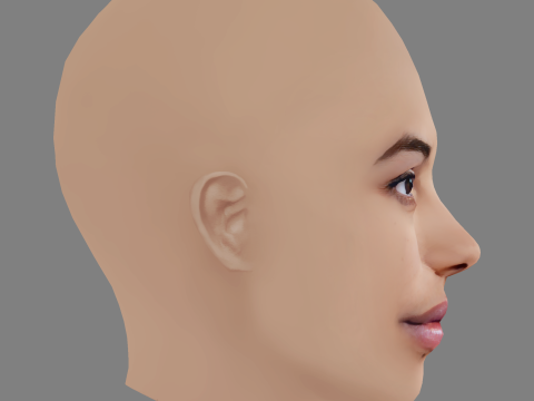 Zita Hanrot Head - No Hair - Low poly head for game 3D Model