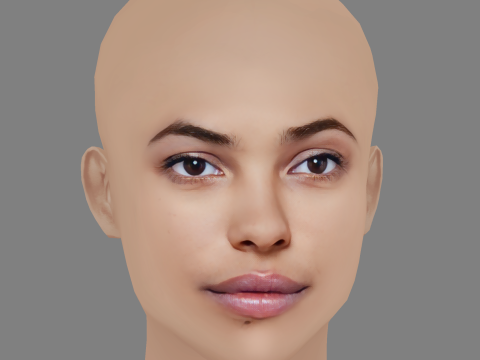 Zita Hanrot Head - No Hair - Low poly head for game 3D Model