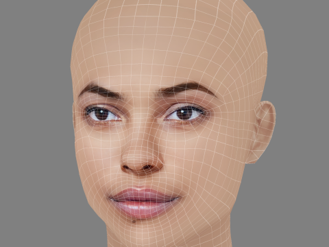 Zita Hanrot Head - No Hair - Low poly head for game 3D Model