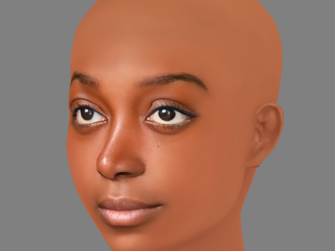 Zaris-Angel Hator Head - No Hair - Low poly head for game 3D Modell