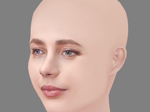 Yuliya Snigir Head - No Hair - Low poly head for game 3D Model