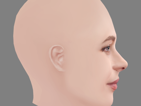 Yuliya Snigir Head - No Hair - Low poly head for game 3D Model
