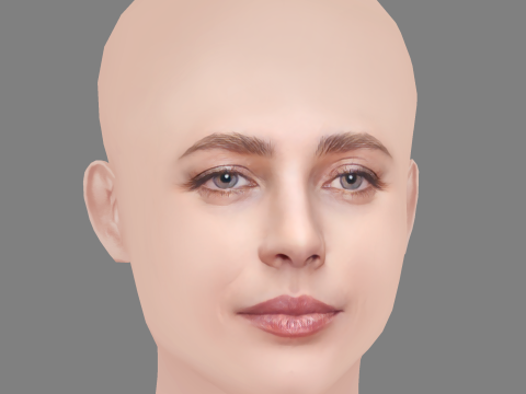 Yuliya Snigir Head - No Hair - Low poly head for game 3D Model