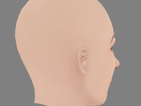 Yuliya Peresild 헤드 - 머리카락 없음 - 게임용 로우 폴리 헤드 3D 모델