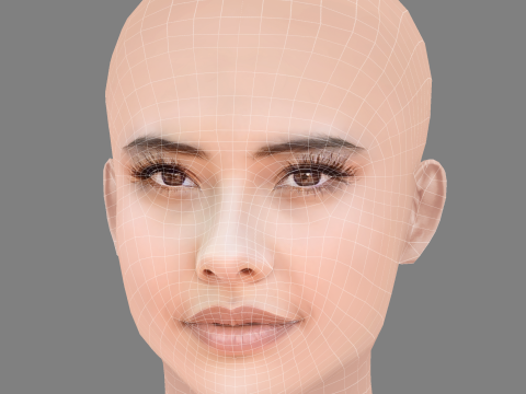 Xochitl Gomez Head - No Hair - Low poly head for game 3D-Modell