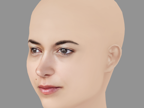 Vimala Pons Head - No Hair - Low poly head for game 3Dモデル