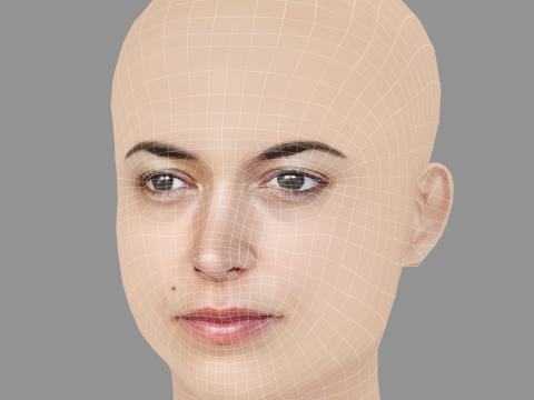 Vimala Pons Head - No Hair - Low poly head for game 3Dモデル