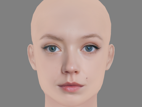 Viktoriya Agalakova Head - No Hair - Low poly head for game 3D Model