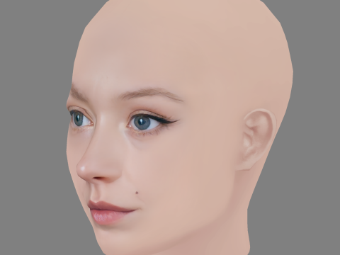 Viktoriya Agalakova Head - No Hair - Low poly head for game 3D Model