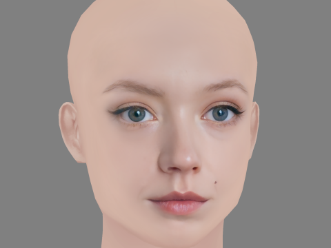 Viktoriya Agalakova Head - No Hair - Low poly head for game 3D Model
