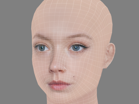 Viktoriya Agalakova Head - No Hair - Low poly head for game 3D Model