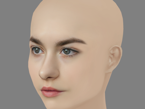 Veronika Ustimova Head - No Hair - Low poly head for game Modèle 3D