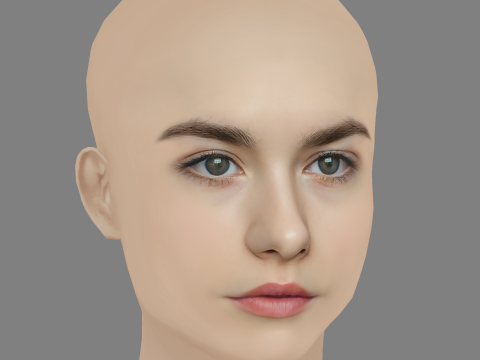 Veronika Ustimova Head - No Hair - Low poly head for game Modèle 3D