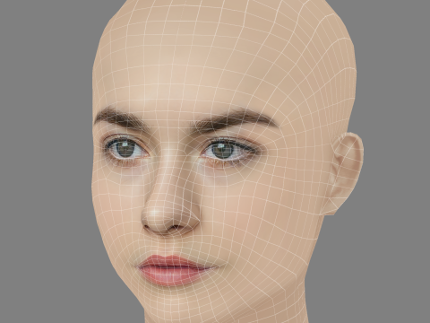Veronika Ustimova Head - No Hair - Low poly head for game Modèle 3D
