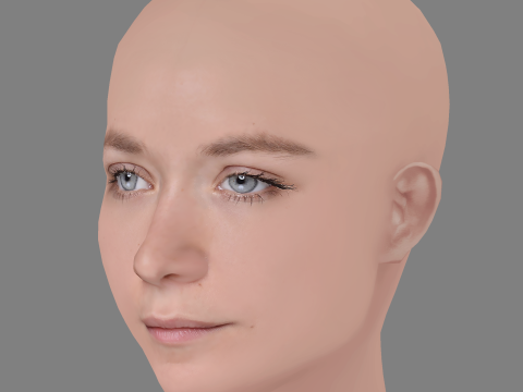 Varvara Borodina Head - No Hair - Low poly head for game 3Dモデル