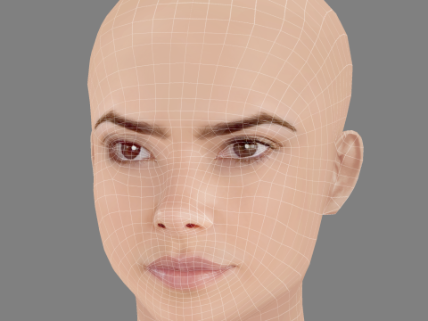 Vanessa Giacomo Head - No Hair - Low poly head for game 3D Model