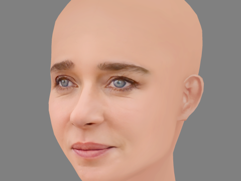 Valeria Golino Head - No Hair - Low poly head for game Model 3D