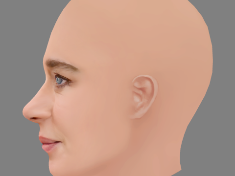 Valeria Golino Head - No Hair - Low poly head for game Model 3D