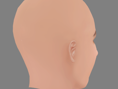 Valeria Golino Head - No Hair - Low poly head for game Model 3D
