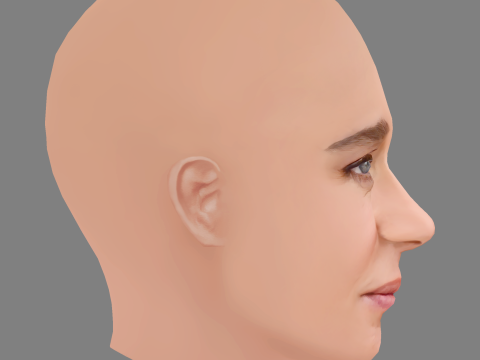Valeria Golino Head - No Hair - Low poly head for game Model 3D