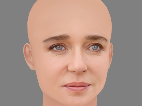 Valeria Golino Head - No Hair - Low poly head for game Model 3D