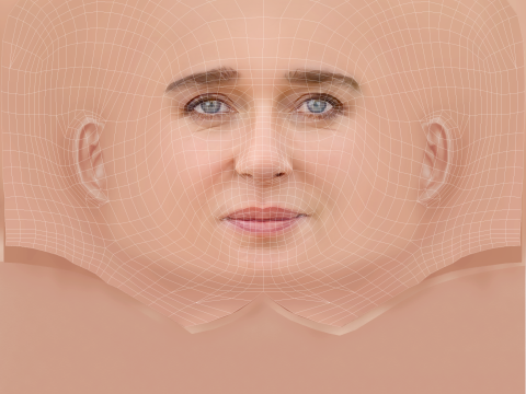 Valeria Golino Head - No Hair - Low poly head for game Model 3D