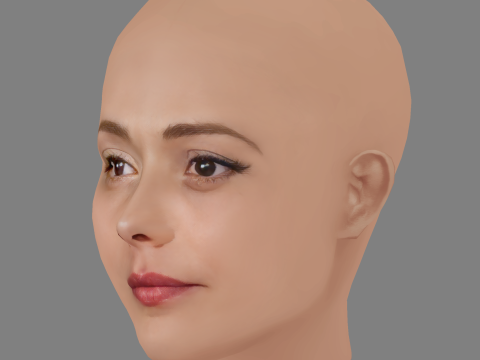 Valeria Bilello Head - No Hair - Low poly head for game 3D मॉडल
