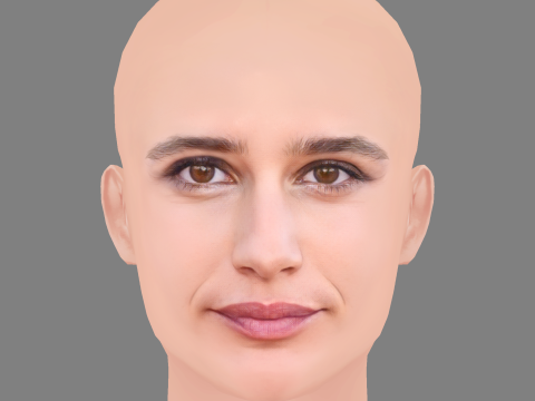 Valentina Belle Head - No Hair - Low poly head for game Model 3D