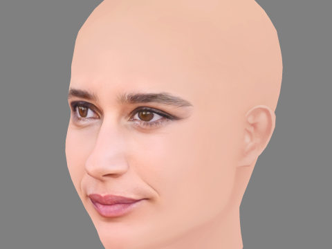 Valentina Belle Head - No Hair - Low poly head for game Model 3D