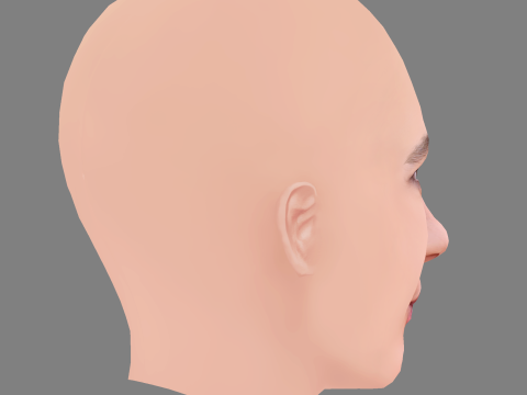 Valentina Belle Head - No Hair - Low poly head for game Model 3D