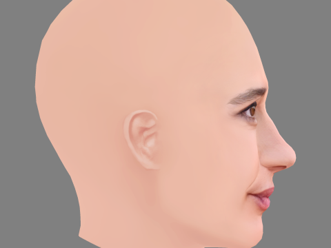 Valentina Belle Head - No Hair - Low poly head for game Model 3D