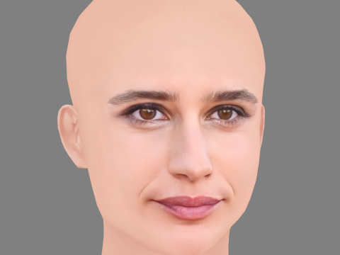 Valentina Belle Head - No Hair - Low poly head for game Model 3D