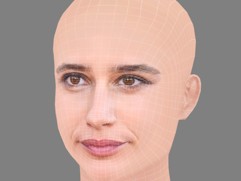 Valentina Belle Head - No Hair - Low poly head for game Model 3D