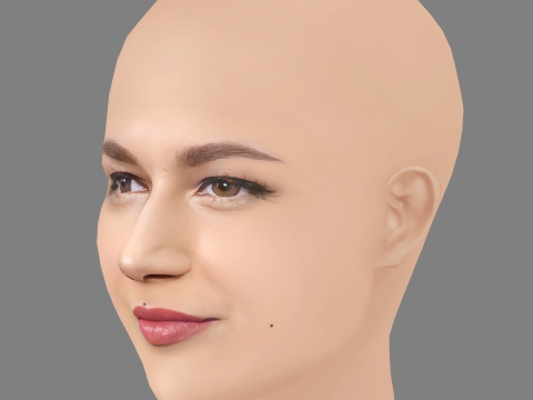 Ursula Corbero Head - No Hair - Low poly head for game 3D Model