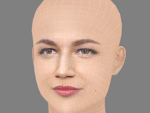 Ursula Corbero Head - No Hair - Low poly head for game 3D Model