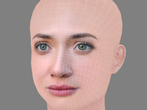 Tilly Keeper Head - No Hair - Low poly head for game Model 3D