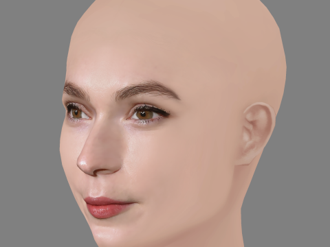 Tilda Cobham-Hervey Head - No Hair - Low poly head for game Modelo 3D