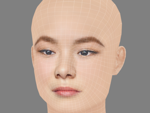 Thaddea Graham Head - No Hair - Low poly head for game Modello 3D