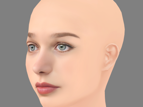 Teagan Croft Head - No Hair - Low poly head for game 3D Модель