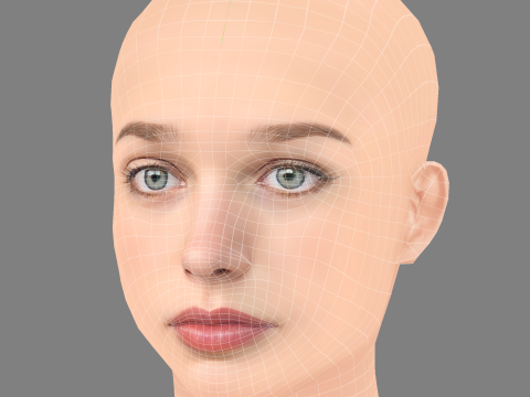 Teagan Croft Head - No Hair - Low poly head for game 3D Модель