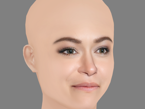 Tatiana Maslany Head - No Hair - Low poly head for game Modelo 3D