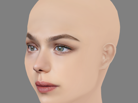 Taisiya Vilkova Head - No Hair - Low poly head for game 3D Model